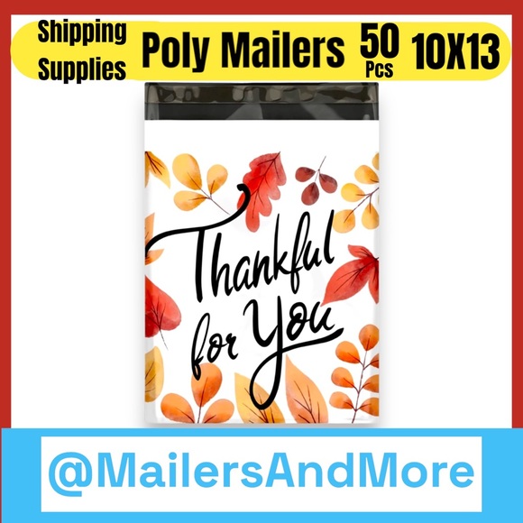 Mailers And More Other - 50 10X13 Poly Mailers Fall Leaf Thankful, Shipping Envelopes PRICE IS FIRM